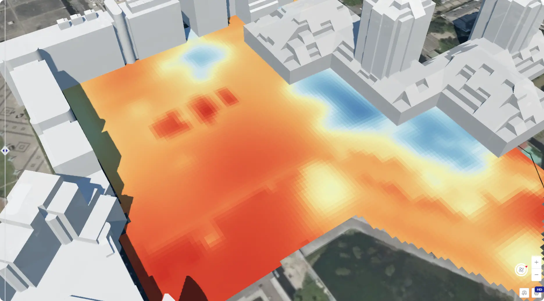 Map urban heat island effects